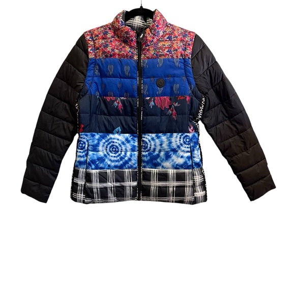 Desigual Multicolor Patterned Puffer Jacket/Vest Sz M - Picture 1 of 13